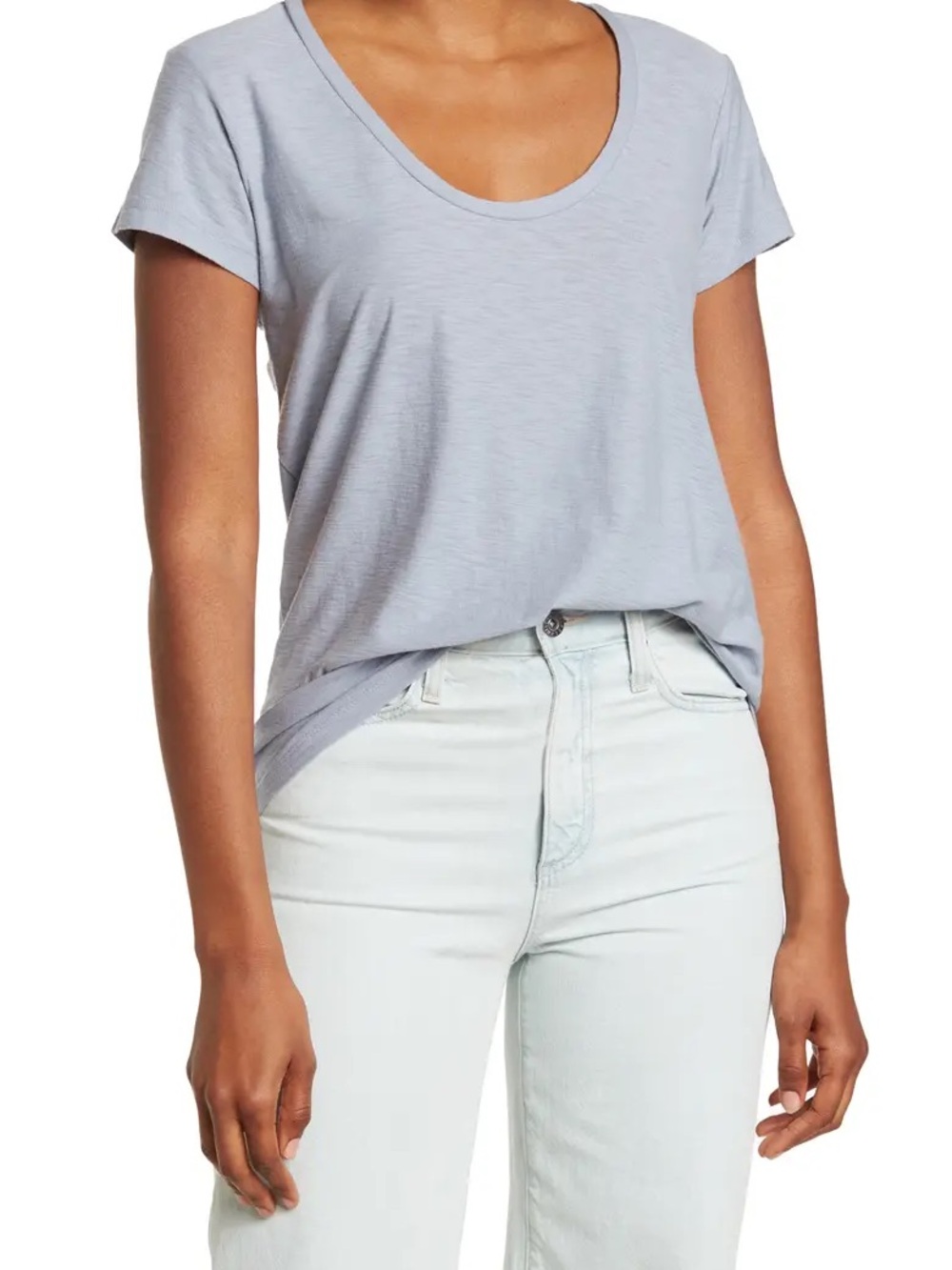 New James Perse Deep Scoop Neck Tee in Light Blue size 2